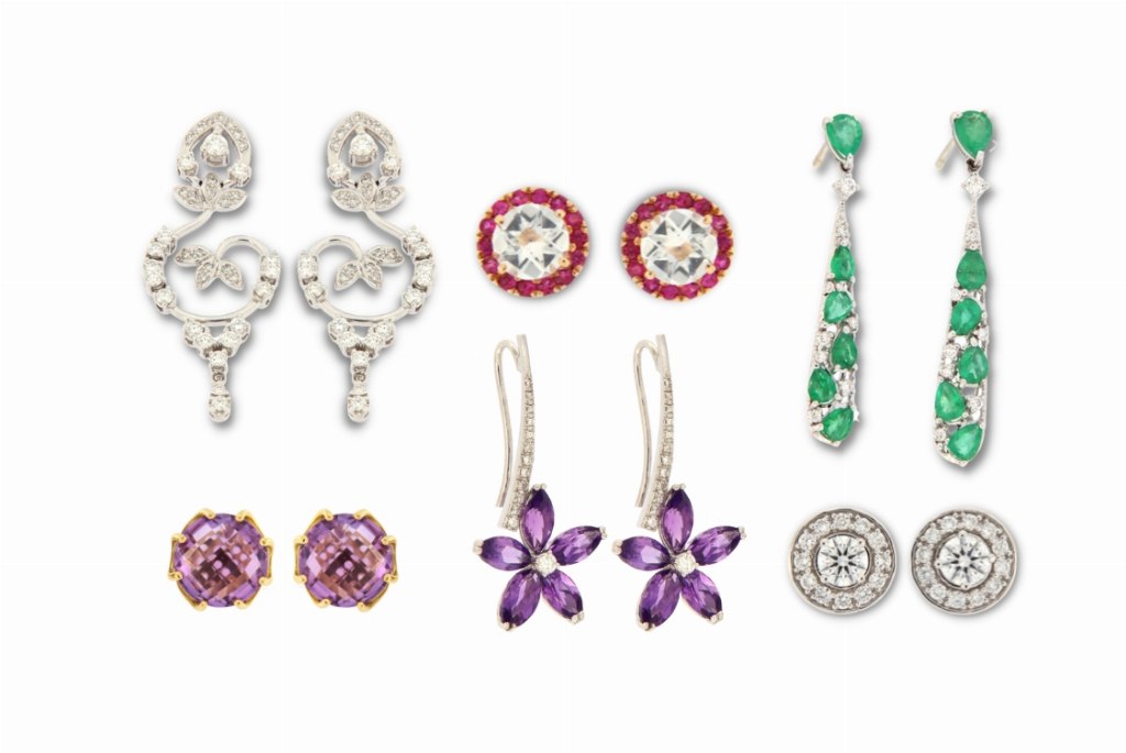 Boucles d’oreilles en or Avec diamants, perles et pierres précieuses - Tribunal n. 1 de La Corogne - Sale 4